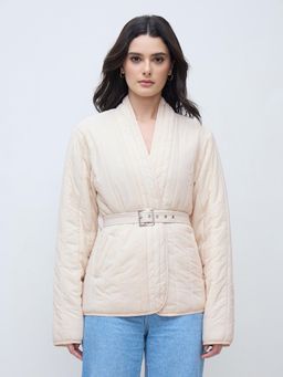 ELLE - Polyester Full Sleeves Coat with Belt