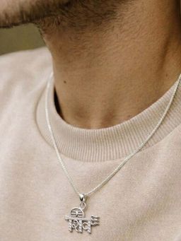 Miss Highness - 925 Sterling Silver Shiva Religious Pendant with White Stone for Men