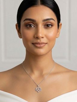 Miss Highness - 925 Sterling Silver Infinity Heart Necklace with White Stone for Women
