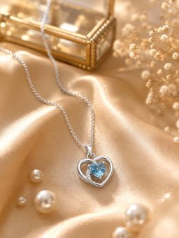 Miss Highness - 925 Sterling Silver Blue Heart Necklace Women