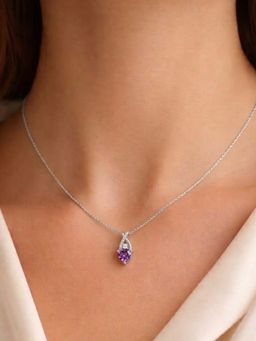 Miss Highness - 925 Sterling Silver Purple Heart Necklace Women Purple