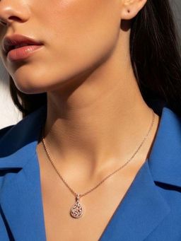 Miss Highness - 925 Sterling Silver Teardrop Pendant Necklace with White Stone for Women