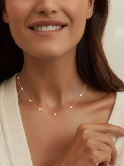 Miss Highness - 925 Sterling Silver Station Pendant Necklace with White Stone for Women