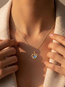 Miss Highness - 925 Sterling Silver Blue Heart Necklace Women Gold