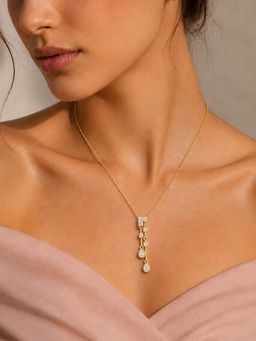 Miss Highness - 925 Sterling Silver Teardrop Pendant Necklace with White Stone for Women