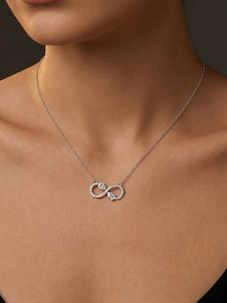 Miss Highness - 925 Sterling Silver Infinity Heart Necklace with White Stone for Women