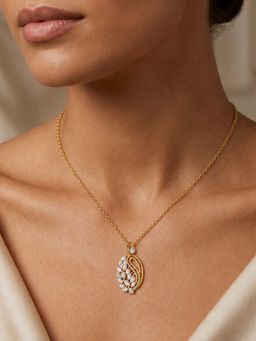 Miss Highness - 925 Sterling Silver Leaf Pendant Necklace with White Stone for Women