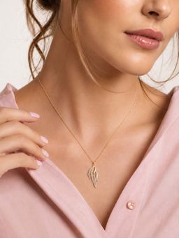 Miss Highness - 925 Sterling Silver Leaf Pendant Necklace with White Stone for Women