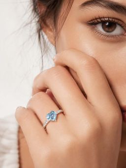 Miss Highness - 925 Sterling Silver Heart Promise Ring Women Blue