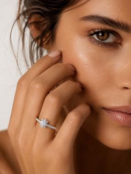 Miss Highness - 925 Sterling Silver Floral Ring for with White Stone for Women