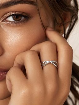 Miss Highness - 925 Sterling Silver Infinity Promise Ring with White Stone for Women
