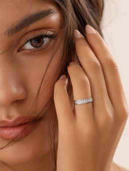 Miss Highness - 925 Sterling Silver Band Ring for with White Stone for Women