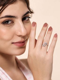 Miss Highness - 925 Sterling Silver Butterfly Ring with White Stone for Women