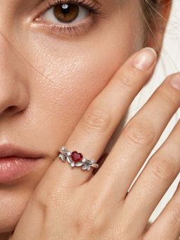 Miss Highness - 925 Sterling Silver Heart Solitaire Ring Women Red