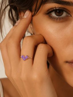 Miss Highness - 925 Sterling Silver Princess Cut Ring Women Purple