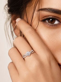 Miss Highness - 925 Sterling Silver Solitaire Ring with White Stone for Women