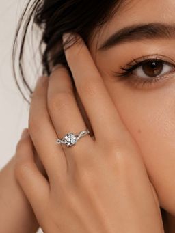 Miss Highness - 925 Sterling Silver Infinity Solitaire Ring with White Stone for Women
