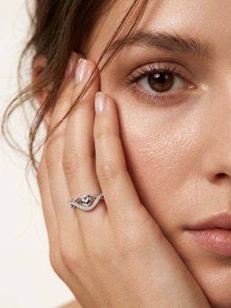Miss Highness - 925 Sterling Silver Heart Promise Ring with White Stone for Women