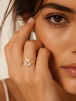 Miss Highness - 925 Sterling Silver Butterfly Ring with White Stone for Women