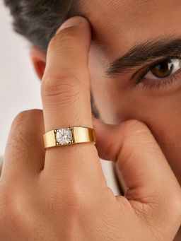 Miss Highness - 925 Sterling Silver Solitaire Ring with White Stone for Men