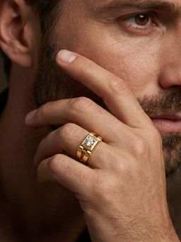 Miss Highness - 925 Sterling Silver Solitaire Ring with White Stone for Men