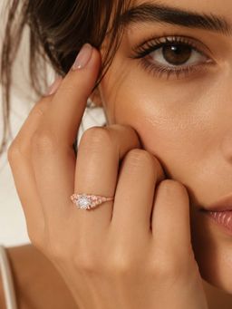 Miss Highness - 925 Sterling Silver Floral Ring for with White Stone for Women