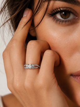 Miss Highness - 925 Sterling Silver Eternity Ring with White Stone for Women