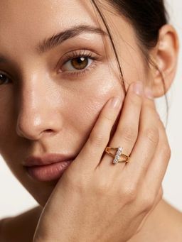 Miss Highness - 925 Sterling Silver Open Ring for with White Stone for Women
