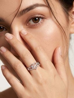 Miss Highness - 925 Sterling Silver Infinity Heart Ring with White Stone for Women
