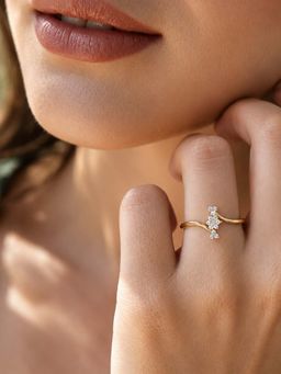 Miss Highness - 925 Sterling Silver Wave Ring for with White Stone for Women