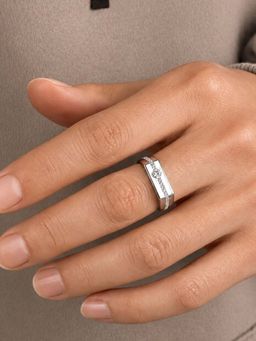Miss Highness - 925 Sterling Silver Classic Ring with White Stone for Men