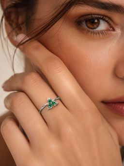 Miss Highness - 925 Sterling Silver Floral Ring for Women Green