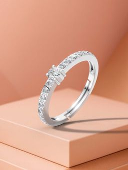 Miss Highness - 925 Sterling Silver Semi Eternity Ring with White Stone for Women