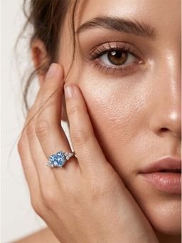 Miss Highness - 925 Sterling Silver Heart Promise Ring Women Blue