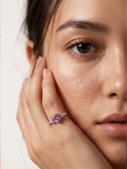 Miss Highness - 925 Sterling Silver Heart Promise Ring Women Pink