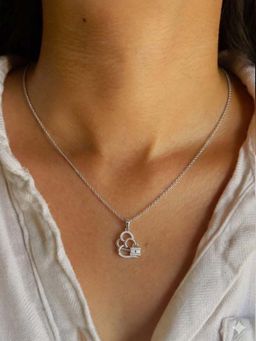 Miss Highness - 925 Sterling Silver Heart Pendant for with White Stone for Women
