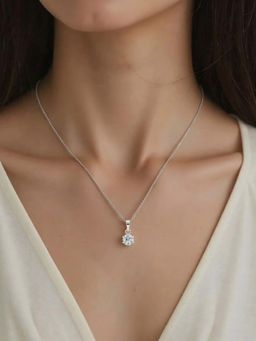 Miss Highness - 925 Sterling Silver Solitaire Pendant for with White Stone for Women