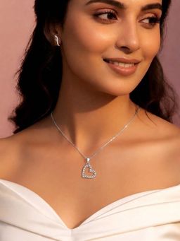 Miss Highness - 925 Sterling Silver Heart Pendant for with White Stone for Women
