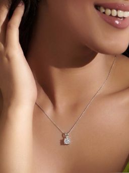 Miss Highness - 925 Sterling Silver Solitaire Pendant for with White Stone for Women