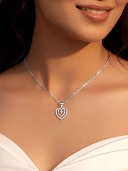 Miss Highness - 925 Sterling Silver Heart Pendant for with White Stone for Women
