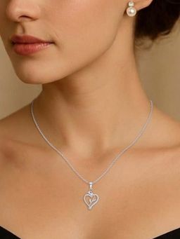 Miss Highness - 925 Sterling Silver Heart Pendant for with White Stone for Women
