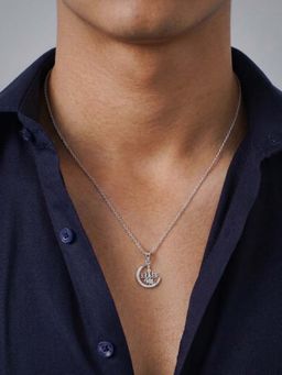 Miss Highness - 925 Sterling Silver Shiv Religious Pendant with White Stone for Men