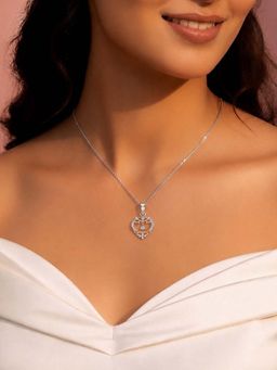 Miss Highness - 925 Sterling Silver Heart Pendant for with White Stone for Women
