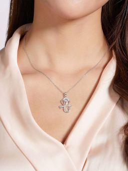 Miss Highness - 925 Sterling Silver Ganesha Pendant for with White Stone for Women