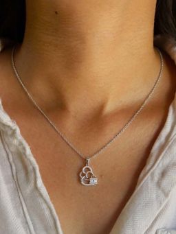 Miss Highness - 925 Sterling Silver Heart Pendant Necklace with White Stone for Women