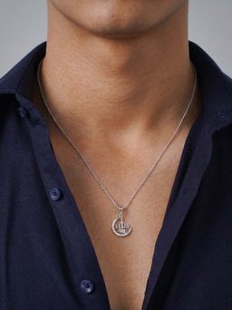 Miss Highness - 925 Sterling Silver Shiva Pendant Necklace with White Stone for Men