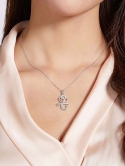 Miss Highness - 925 Sterling Silver Ganesha Pendant Necklace with White Stone for Women