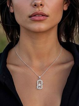 Miss Highness - 925 Sterling Silver Krishna Chakra Necklace with White Stone for Women
