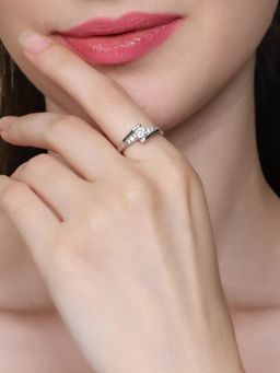 Miss Highness - 925 Sterling Silver Eternity Ring with White Stone for Women