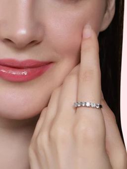 Miss Highness - 925 Sterling Silver Half Eternity Ring Women Gold